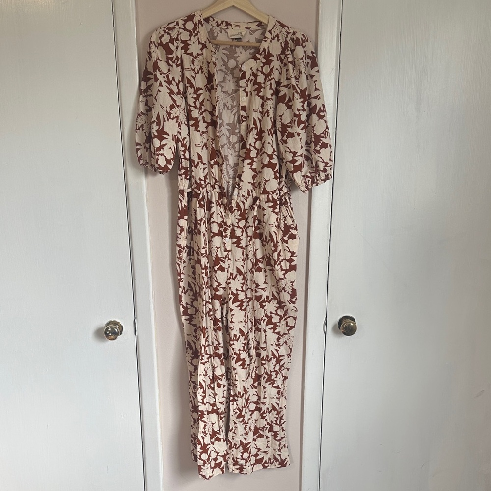 Floral Jumpsuit with Puff Sleeves